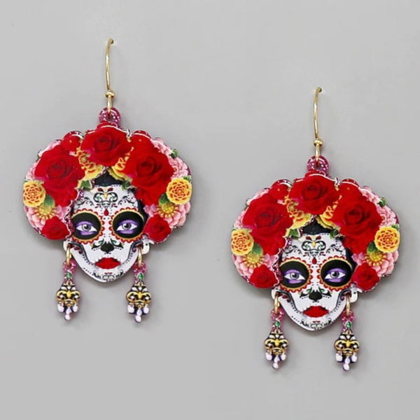 Sugar skull Day of the Dead earrings