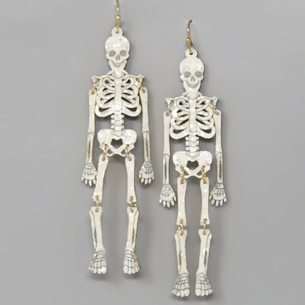 Skeleton Dangle Earrings - white