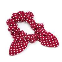 Polka dot bow scrunchie - red