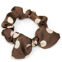 Polka dot satin bow scrunchie