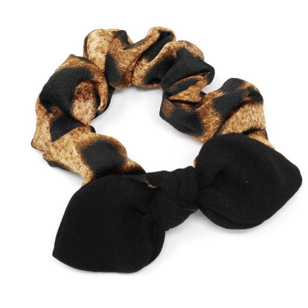 Animal print bow scrunchie