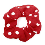 Satiny polka dot soft fabric scrunchie