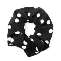 Satiny polka dot soft fabric scrunchie