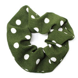 Satiny polka dot soft fabric scrunchie